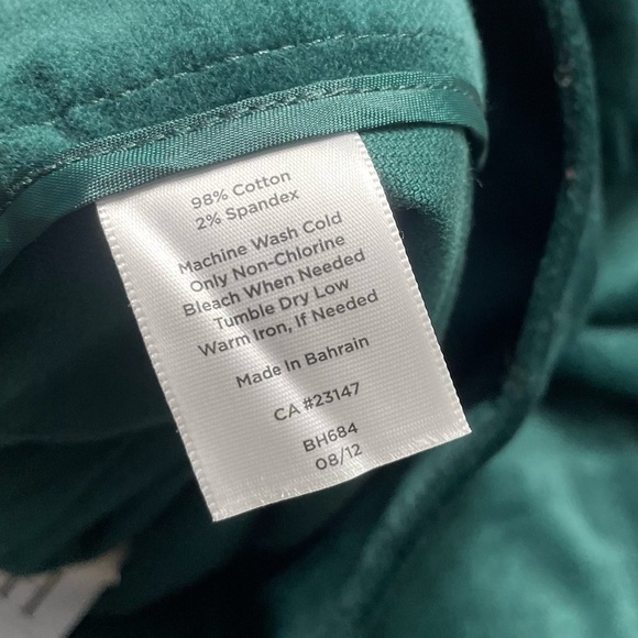 NWT Talbots Women “Heritage” Dark Green Straight Leg Velvet Pants plus size 24W - Picture 5 of 7